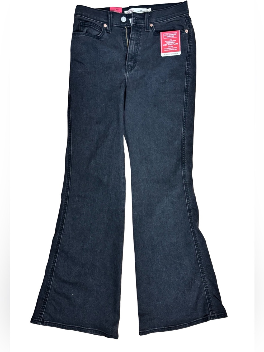 NWT Levi Strauss Signature Flare Jeans Size 4 W27 High Rise Black Denim